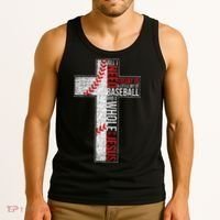 All I Need Is Baseball & Jesus Christian Cross Faith Tank Top thumb 3
