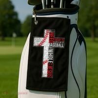 All I Need Is Baseball & Jesus Christian Cross Faith Golf Towel thumb 2