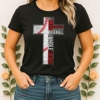 All I Need Is Baseball & Jesus Christian Cross Faith Women's T-Shirt thumb 2