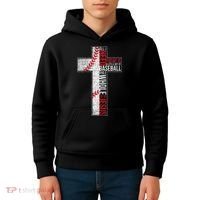 All I Need Is Baseball & Jesus Christian Cross Faith Kids Hoodie thumb 4