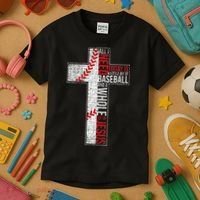 All I Need Is Baseball & Jesus Christian Cross Faith Kids T-Shirt thumb 3