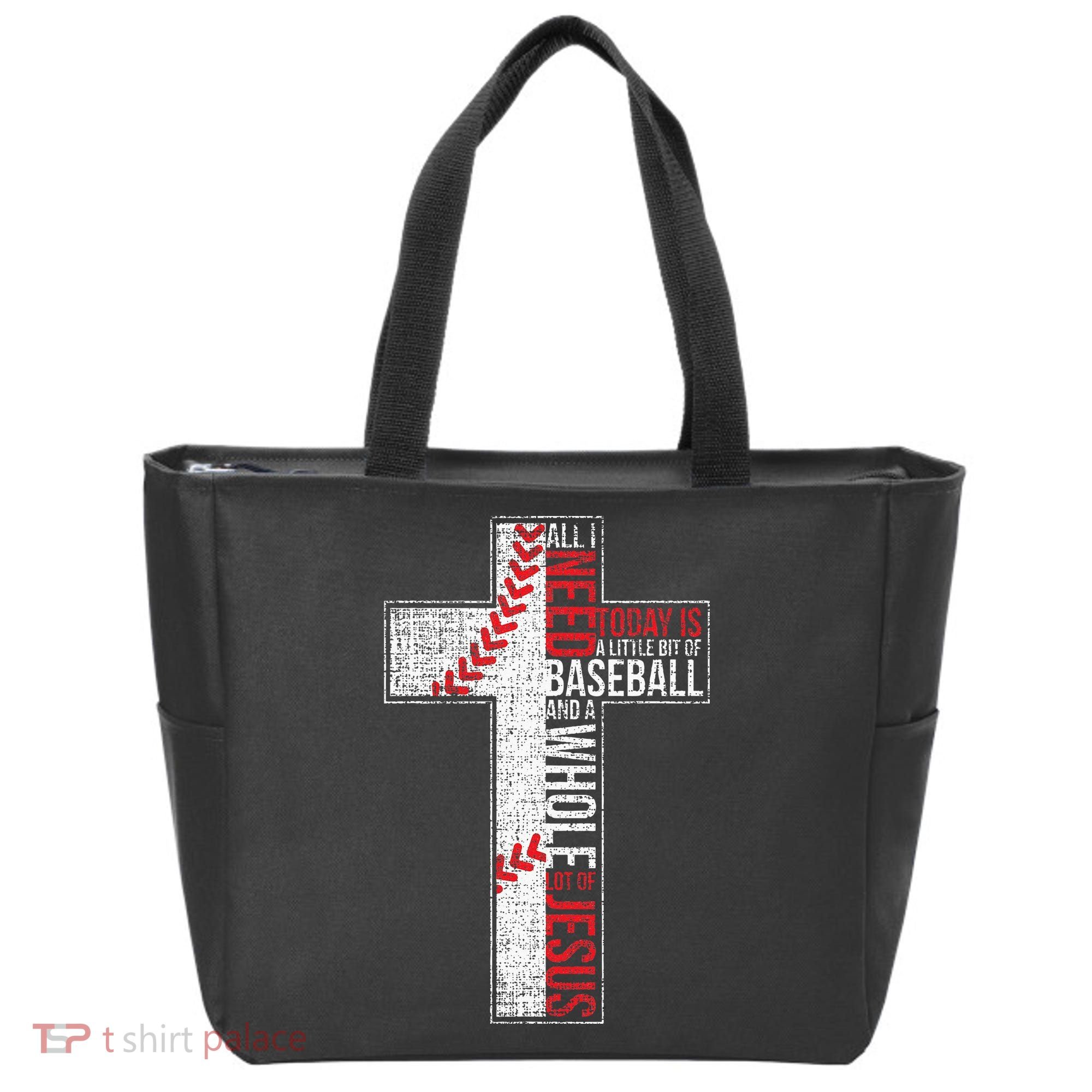 All I Need Is Baseball & Jesus Christian Cross Faith Tote Bag