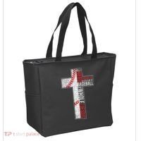 All I Need Is Baseball & Jesus Christian Cross Faith Tote Bag thumb 2