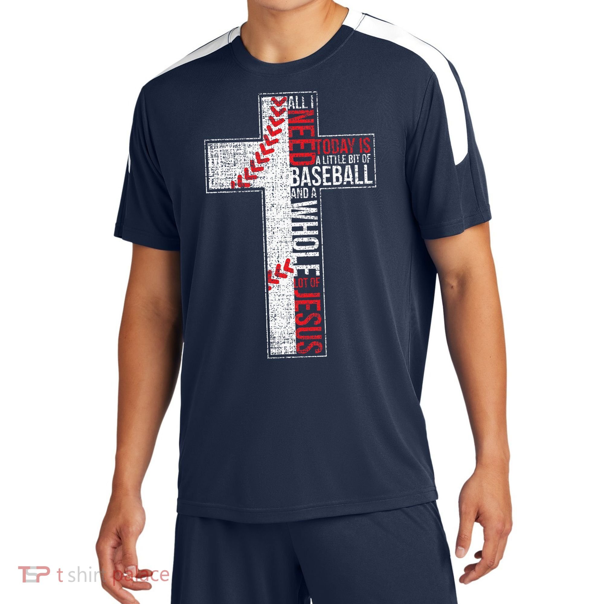 All I Need Is Baseball & Jesus Christian Cross Faith Sport-Tek Competitor United Soccer Jersey