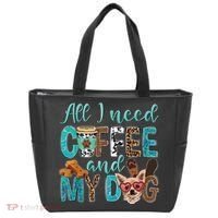 All I Need Is Coffee And My Dog Leopard Coffee Lover Tote Bag thumb 0