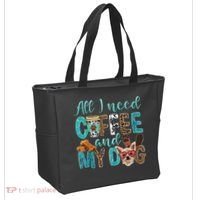All I Need Is Coffee And My Dog Leopard Coffee Lover Tote Bag thumb 2