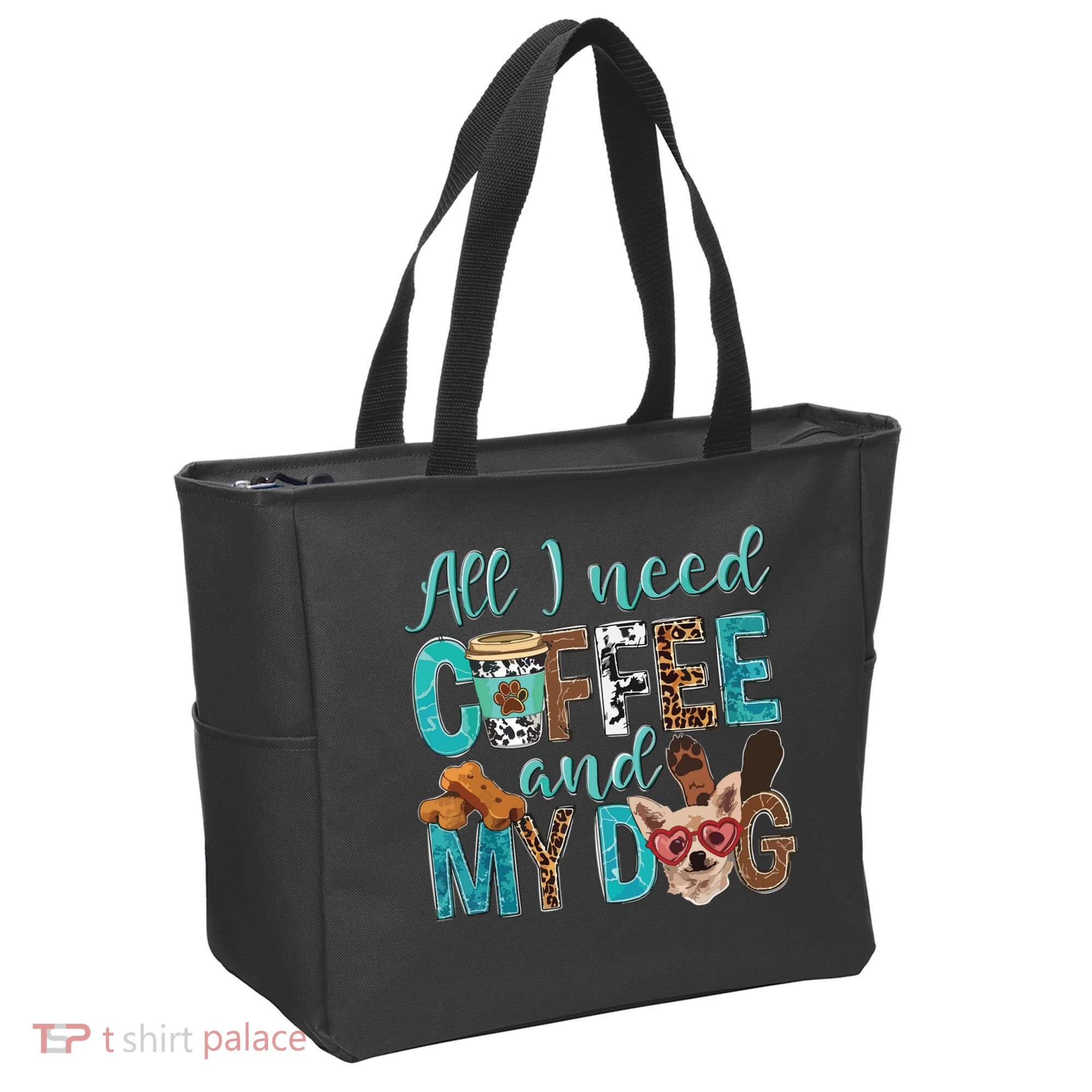 All I Need Is Coffee And My Dog Leopard Coffee Lover Tote Bag