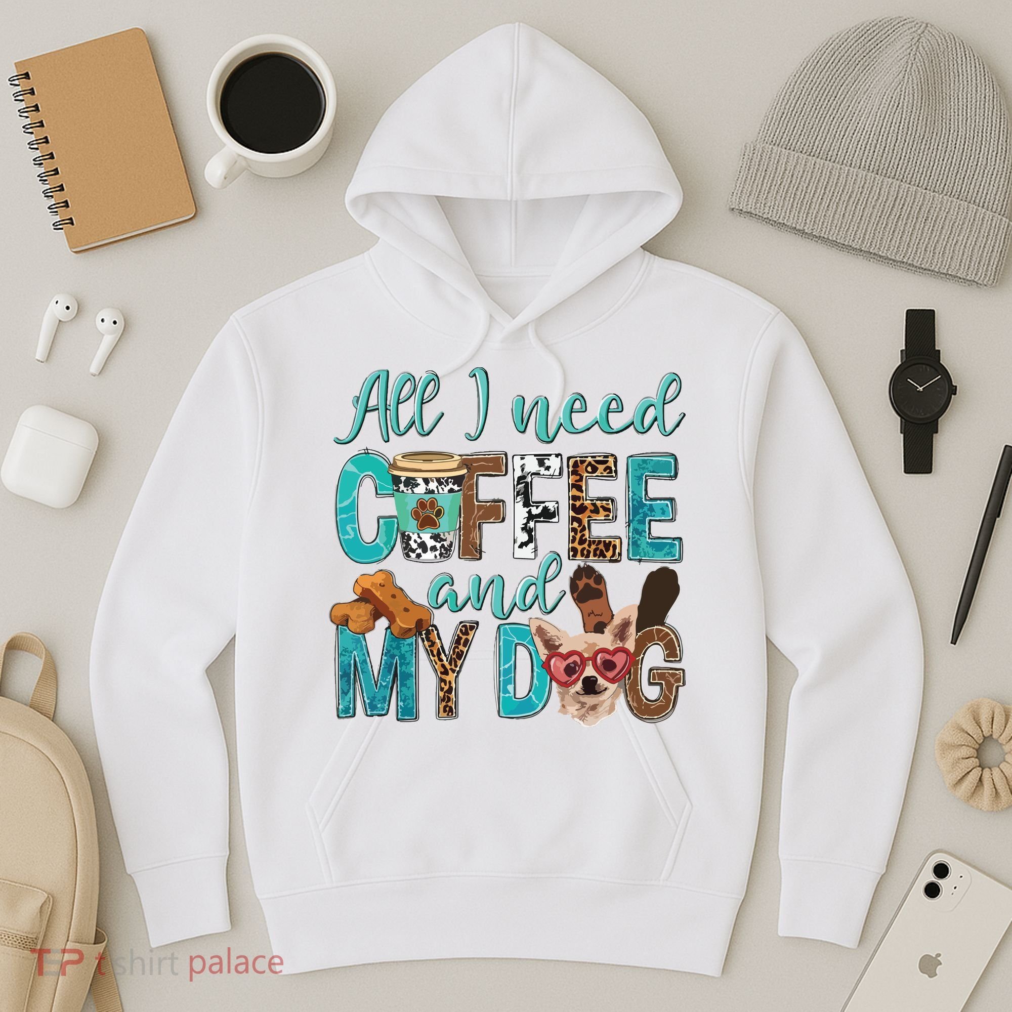 All I Need Is Coffee And My Dog Leopard Coffee Lover Hoodie