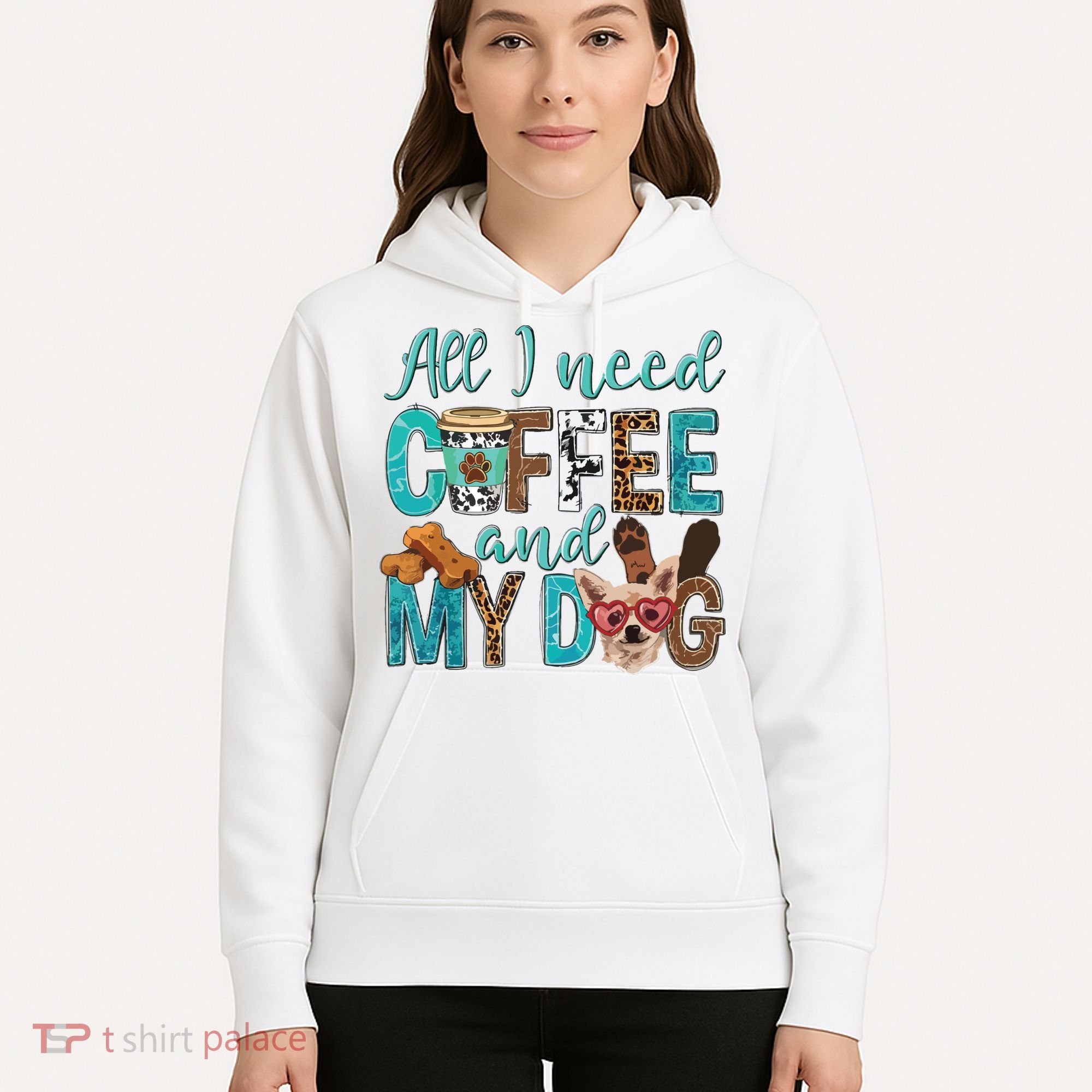 All I Need Is Coffee And My Dog Leopard Coffee Lover Hoodie