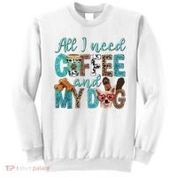 All I Need Is Coffee And My Dog Leopard Coffee Lover Sweatshirt thumb 0