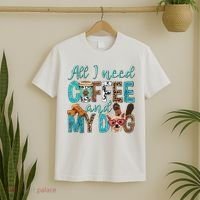 All I Need Is Coffee And My Dog Leopard Coffee Lover T-Shirt thumb 2