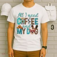 All I Need Is Coffee And My Dog Leopard Coffee Lover T-Shirt thumb 6