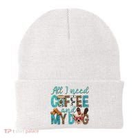 All I Need Is Coffee And My Dog Leopard Coffee Lover Beanie thumb 0