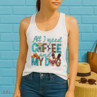 All I Need Is Coffee And My Dog Leopard Coffee Lover Women's Tank Top thumb 2