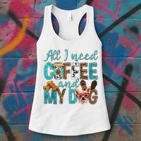 All I Need Is Coffee And My Dog Leopard Coffee Lover Women's Tank Top thumb 3