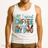 All I Need Is Coffee And My Dog Leopard Coffee Lover Tank Top thumb 3