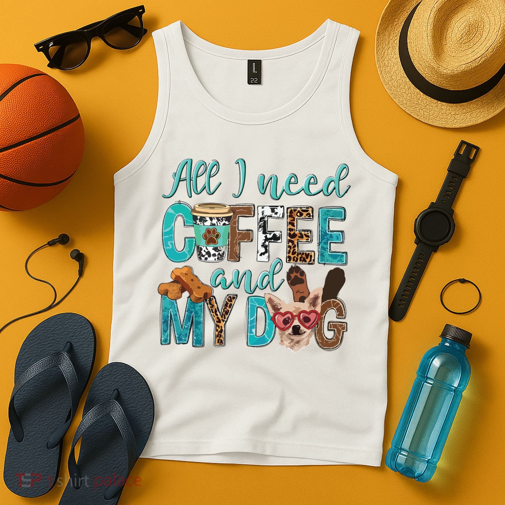 All I Need Is Coffee And My Dog Leopard Coffee Lover Tank Top