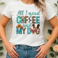 All I Need Is Coffee And My Dog Leopard Coffee Lover Women's T-Shirt thumb 2