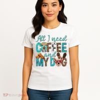All I Need Is Coffee And My Dog Leopard Coffee Lover Women's T-Shirt thumb 4