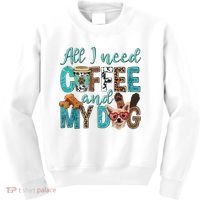 All I Need Is Coffee And My Dog Leopard Coffee Lover Kids Sweatshirt thumb 0