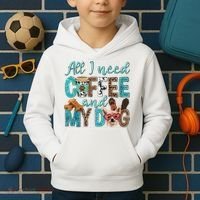 All I Need Is Coffee And My Dog Leopard Coffee Lover Kids Hoodie thumb 2