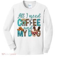 All I Need Is Coffee And My Dog Leopard Coffee Lover Kids Long Sleeve Shirt thumb 0