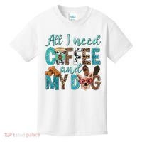 All I Need Is Coffee And My Dog Leopard Coffee Lover Kids T-Shirt thumb 0