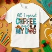 All I Need Is Coffee And My Dog Leopard Coffee Lover Kids T-Shirt thumb 3