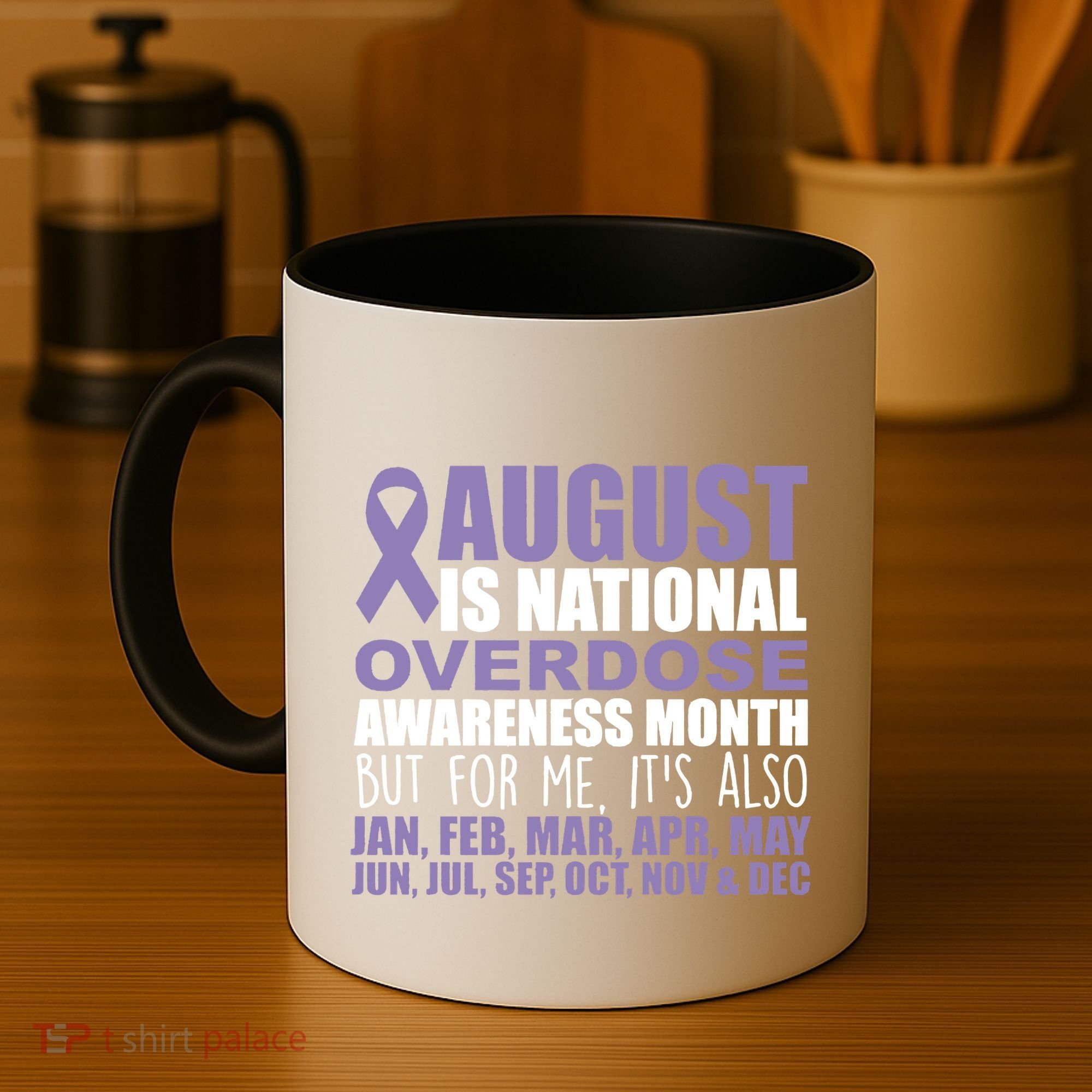 August Is National Overdose Awareness Month Purple Ribbon Coffee Mug