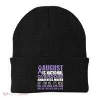 August Is National Overdose Awareness Month Purple Ribbon Beanie thumb 0