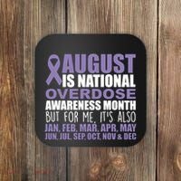 August Is National Overdose Awareness Month Purple Ribbon Coaster thumb 0
