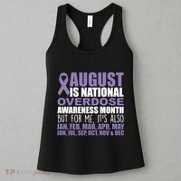 August Is National Overdose Awareness Month Purple Ribbon Women's Tank Top thumb 3