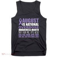 August Is National Overdose Awareness Month Purple Ribbon Tank Top thumb 0