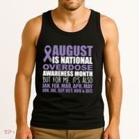 August Is National Overdose Awareness Month Purple Ribbon Tank Top thumb 3