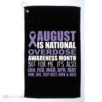 August Is National Overdose Awareness Month Purple Ribbon Golf Towel thumb 0