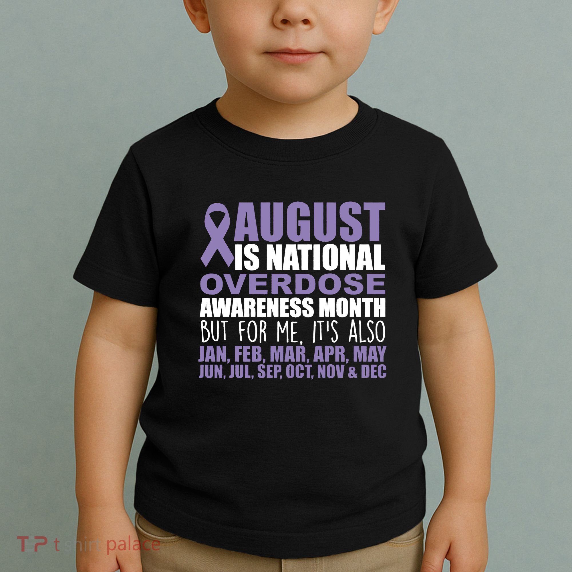 August Is National Overdose Awareness Month Purple Ribbon Toddler T-Shirt