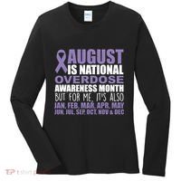 August Is National Overdose Awareness Month Purple Ribbon Women's Long Sleeve Shirt thumb 0