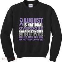 August Is National Overdose Awareness Month Purple Ribbon Kids Sweatshirt thumb 0