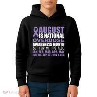 August Is National Overdose Awareness Month Purple Ribbon Kids Hoodie thumb 4