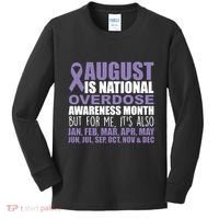 August Is National Overdose Awareness Month Purple Ribbon Kids Long Sleeve Shirt thumb 0