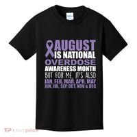 August Is National Overdose Awareness Month Purple Ribbon Kids T-Shirt thumb 0