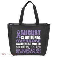 August Is National Overdose Awareness Month Purple Ribbon Tote Bag thumb 0