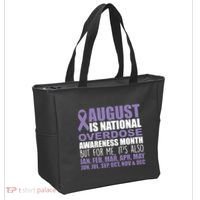 August Is National Overdose Awareness Month Purple Ribbon Tote Bag thumb 2
