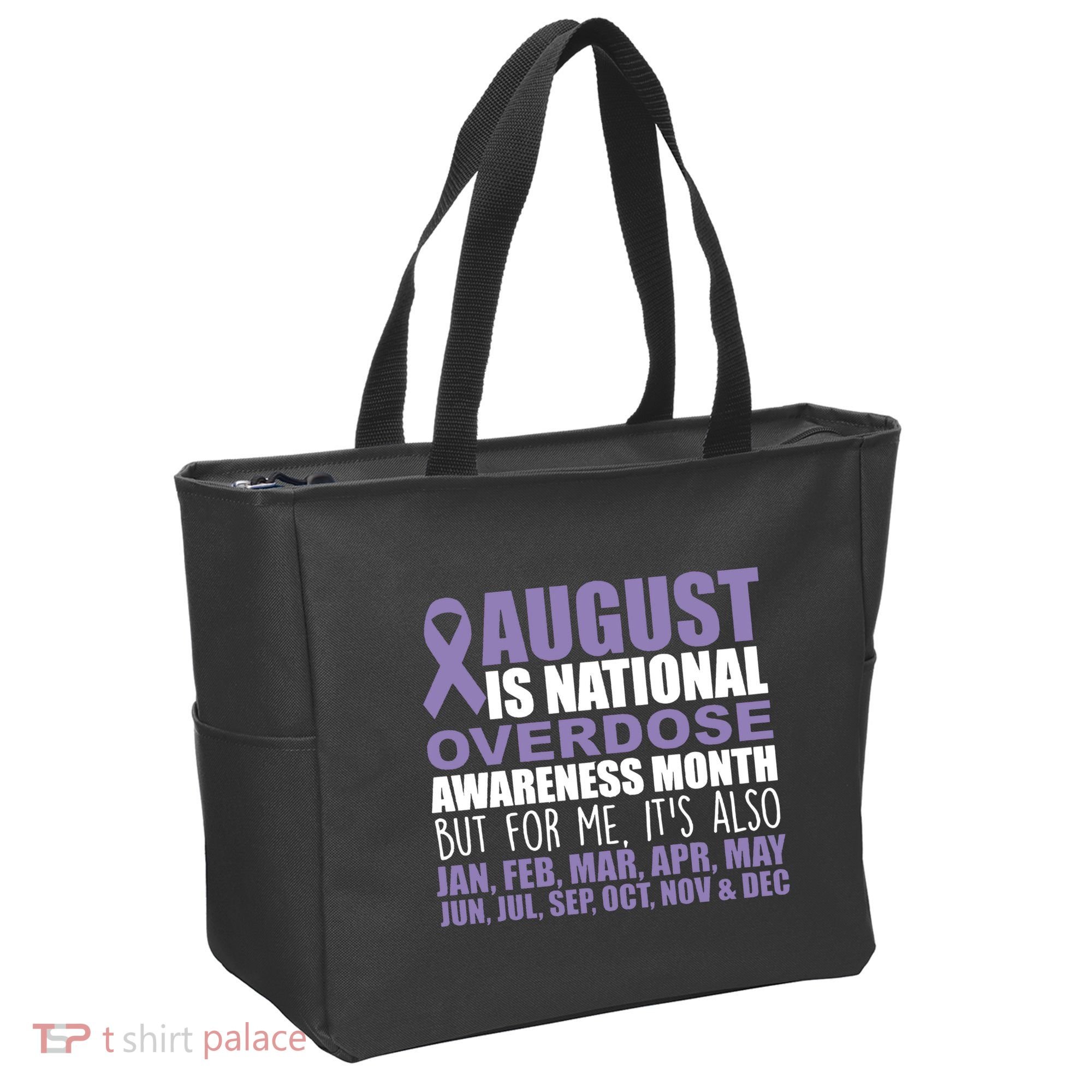 August Is National Overdose Awareness Month Purple Ribbon Tote Bag