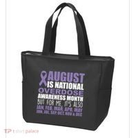 August Is National Overdose Awareness Month Purple Ribbon Tote Bag thumb 3