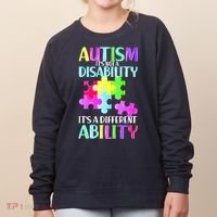 Autism It's Not A Disability It's An Ability Awareness Puzzle Women's Sweatshirt thumb 0