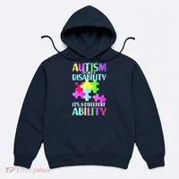 Autism It's Not A Disability It's An Ability Awareness Puzzle Hoodie thumb 0