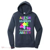 Autism It's Not A Disability It's An Ability Awareness Puzzle Women's Hoodie thumb 0