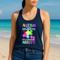 Autism It's Not A Disability It's An Ability Awareness Puzzle Women's Tank Top thumb 2