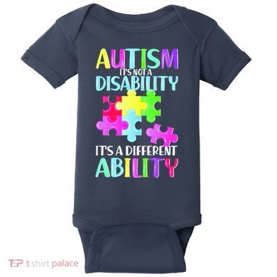 Autism It's Not A Disability It's An Ability Awareness Puzzle Baby Bodysuit